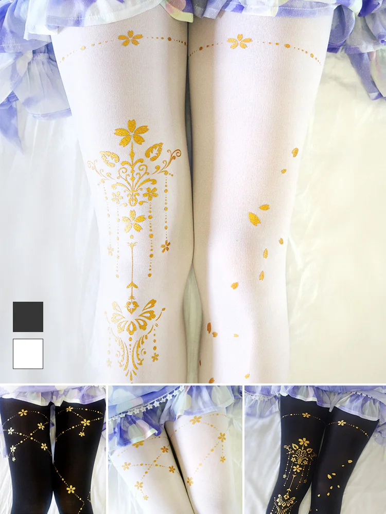 Original socks lolita stockings pantyhose lovely printing extended show thin lolita socks