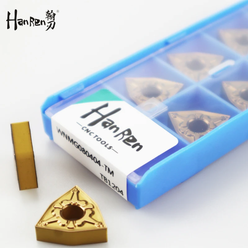 

HANREN Peach Type NC Blade WNMG080404-TM WNMG080408-TM TB1204 Lathe Turning Tool Parts Cutter Cutting Carbide Inserts For Steel