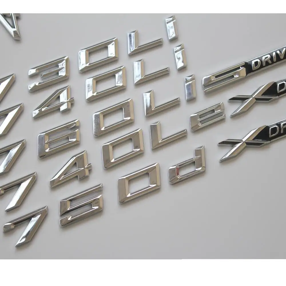 For BMW Chrome Letters 740d 745d 750d 730Ld 735Ld 740Ld 745Ld 750Ld 760Ld Trunk Symbols 740e 740Le 750e 750Le Emblems Badges