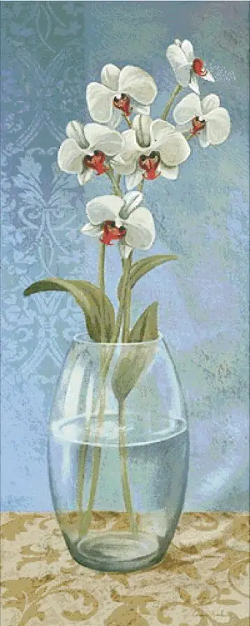 Orchid vase flowers cross stitch kits package 18ct 14ct 11ct cloth silk cotton thread embroidery DIY handmade needlework