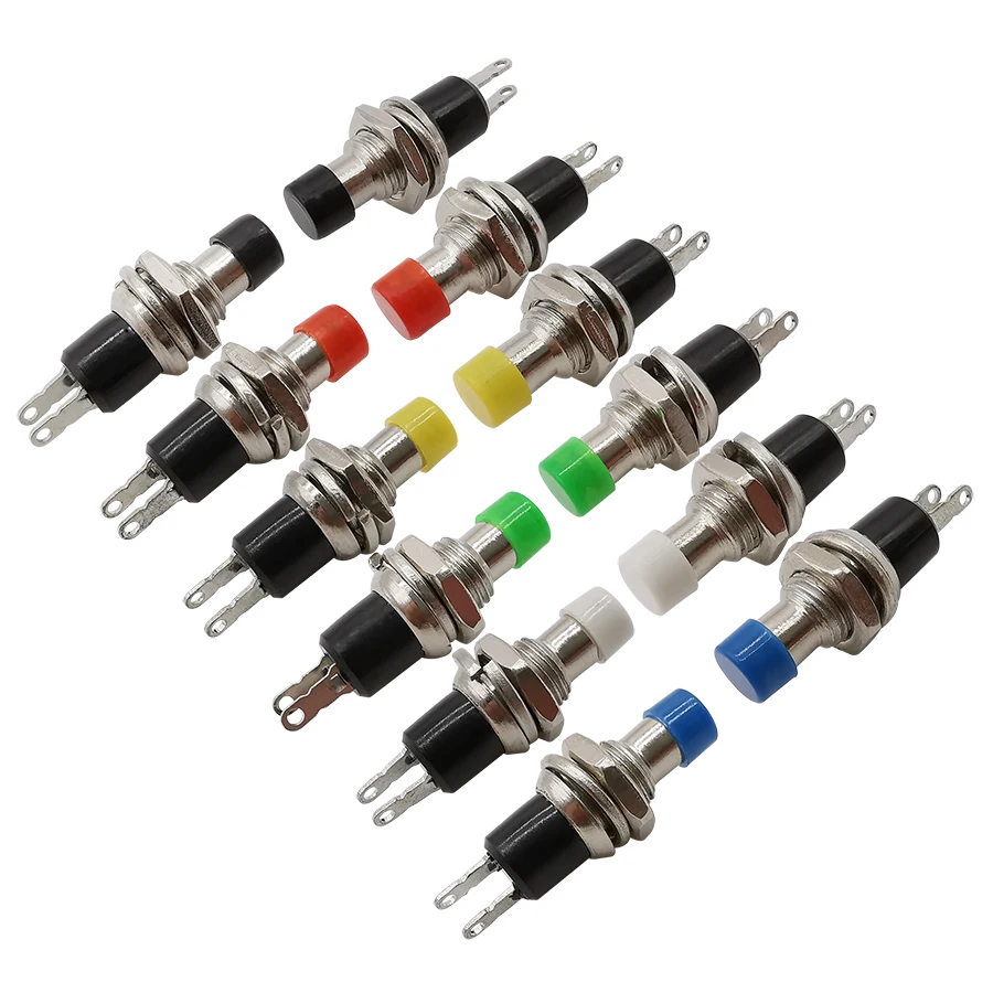 5Pcs PBS-110 Mini Round Momentary Push Button Switch 250V/1A 125V/3A 2 Pin Normally Open ON-OFF Self Reset Plastic Switches