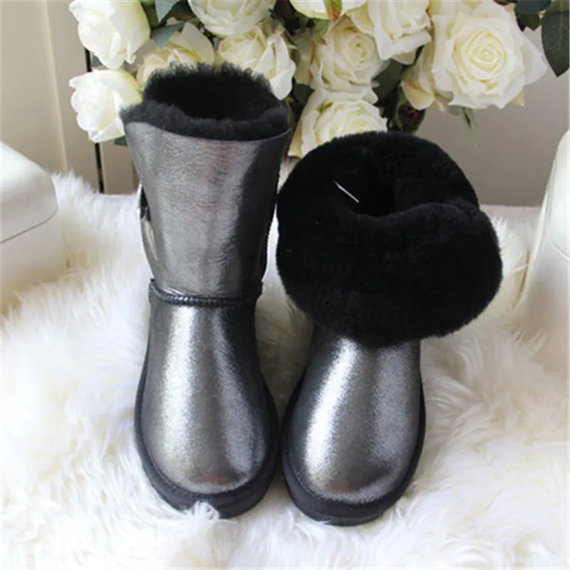 2023 Fashion Natural Fur Snow Boots New Shoes Women Genuine Sheepskin Real Fur 100% Wool Women Winter Snow Boots Brand Boots