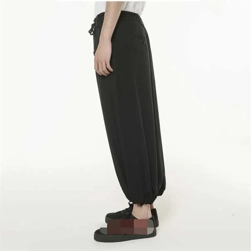 Men's Knickerbockers Casual Pants Wide Leg Pants Spring And Autumn New Dark Elastic Waist Design Trend Youth Versatile