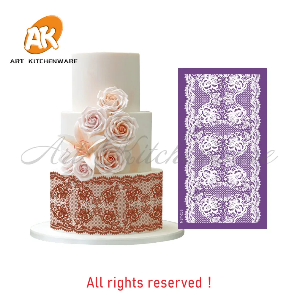 Flower Vine Mesh Stencil Lace Wedding Cake Stencil Cake Decorating Tools Soft Fabric Stencils for Fondant Cake Mold Bakery