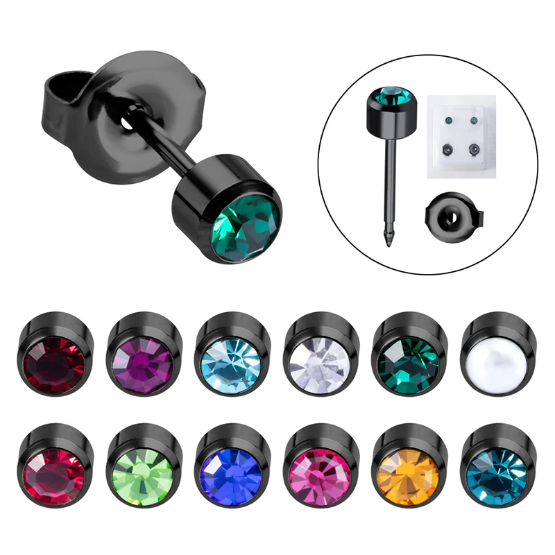 2 Stück CZ Zirkon Medizinische Stahl Ohrstecker Knorpel Tragus Piercings Sterile Geburtsstein Ohr Piercing Ohrstecker für Piercing Gun 20G – Detail 10