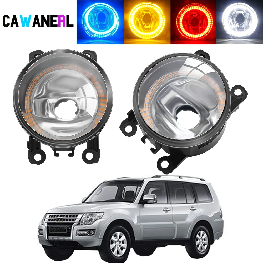 2 X Car Angel Eye Fog Light Assembly For Mitsubishi Pajero IV V8_W V9_W 2007-2012 Halo Ring Fog Daytime Running Lamp DRL 20W 12V