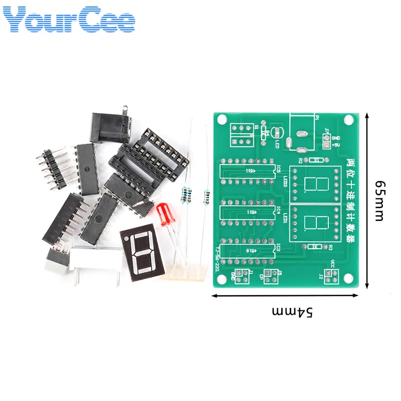 CD4518 Kit Two Digit Bigit Decimal Counter Training Suit Nixie tube 5V DIY Counters Parts Project Teaching Suit