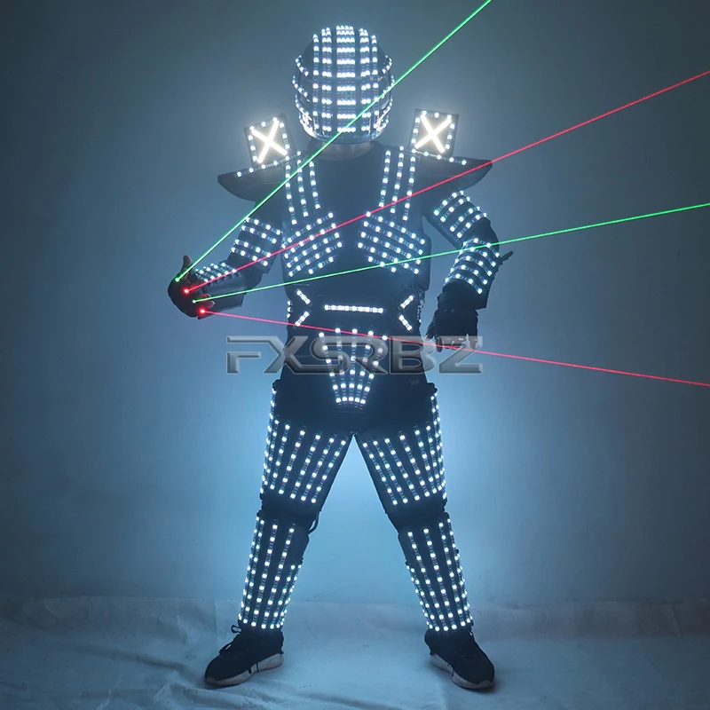 New LED Robot Suit Stage RGB Glowing Jacket Dancer Wears Cosplay Dress Luminous Vest Nightclub Party Men Light Up Robot Costume