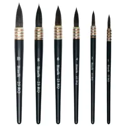 6PC High Quality Squirrel Mix Hair Wooden Handle 23RQ Watercolor Artist Paint Quill Art Supplies Brush