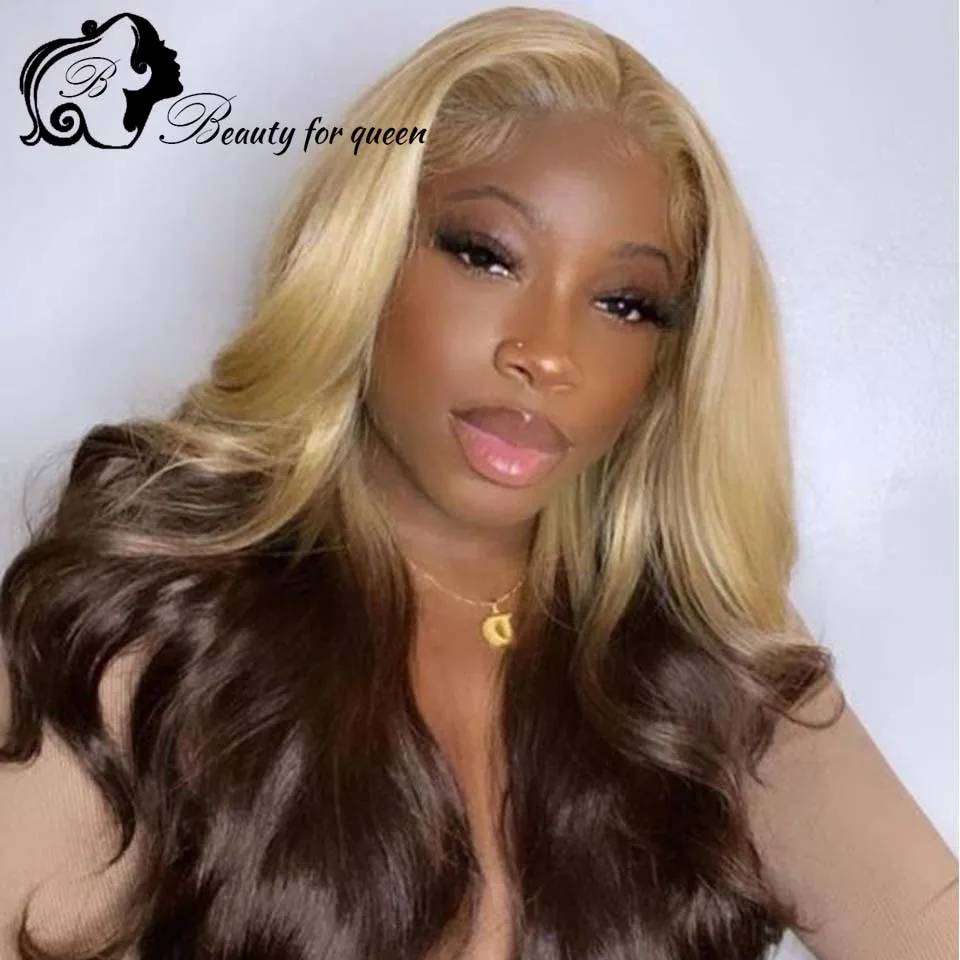 Perruque Lace Front Wig 613 naturelle brésilienne, cheveux humains, 13x4, transparente HD, pre-plucked, pour femmes, 150%