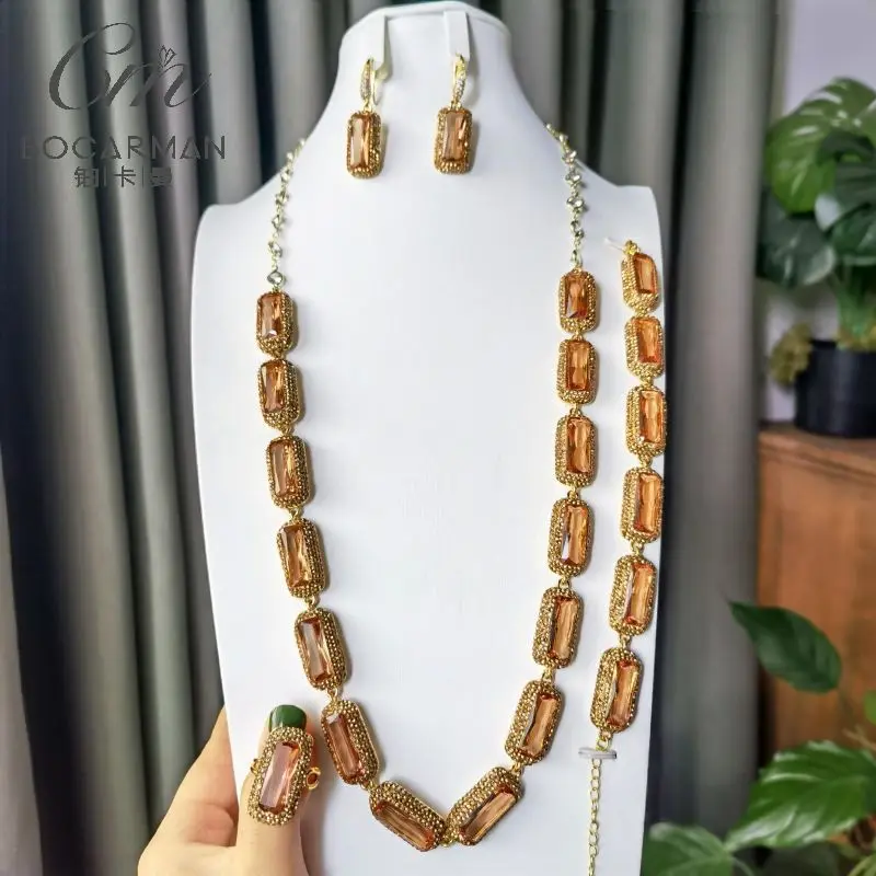 Sudan Stone Four Piece Turkish Chameleon Stone Diaspore Stone Jewelry Sets Gold-plated Color Protection Necklace Set