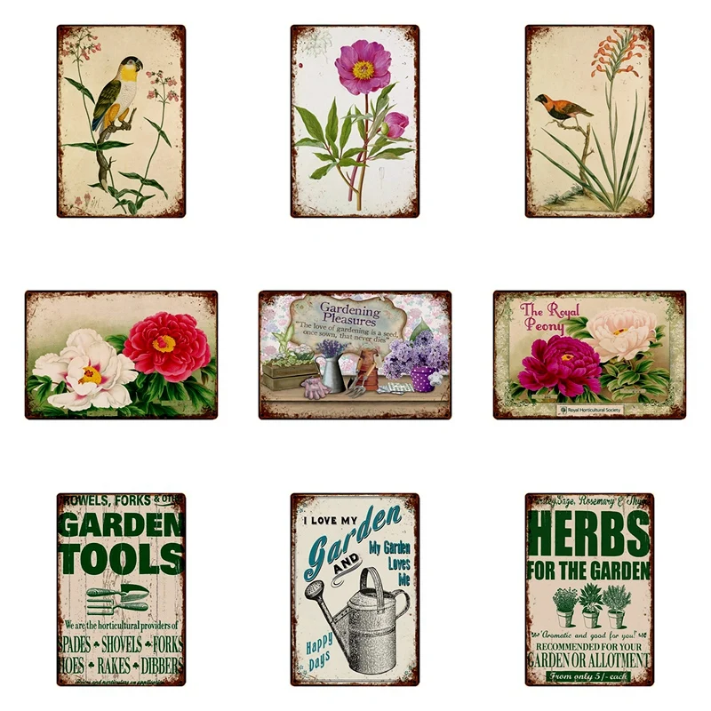 

[ DecorMan ] Garden TIN SIGN flower herbs Decor LTA-1895