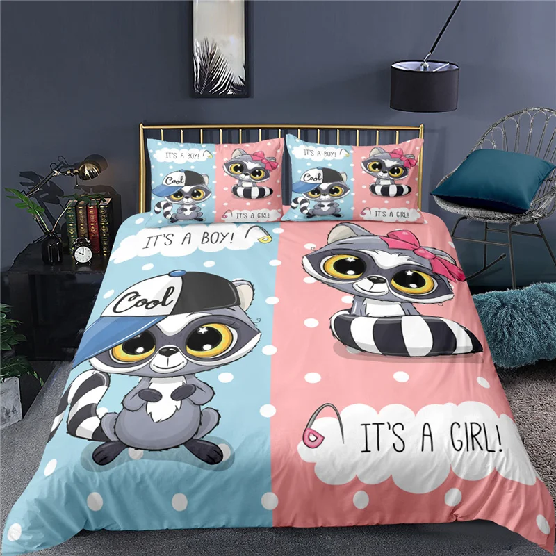 

3D Cute Animal Bear Owl Rabbit Printed 2/3Pcs Comfortable Duvet Cover Pillowcase For Couple Bedding Sets Queen and King Size