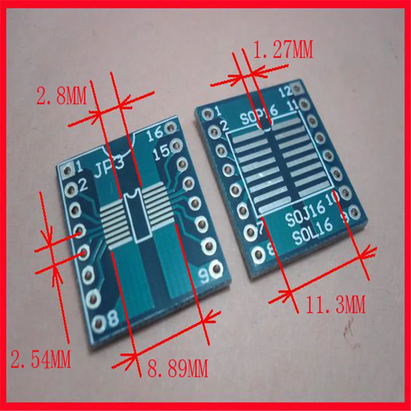 

SOJ16/SOP16/SS0P16/TSOP16 to DIP16 double-sided adapter board 0.635 and 1.27MM take it all