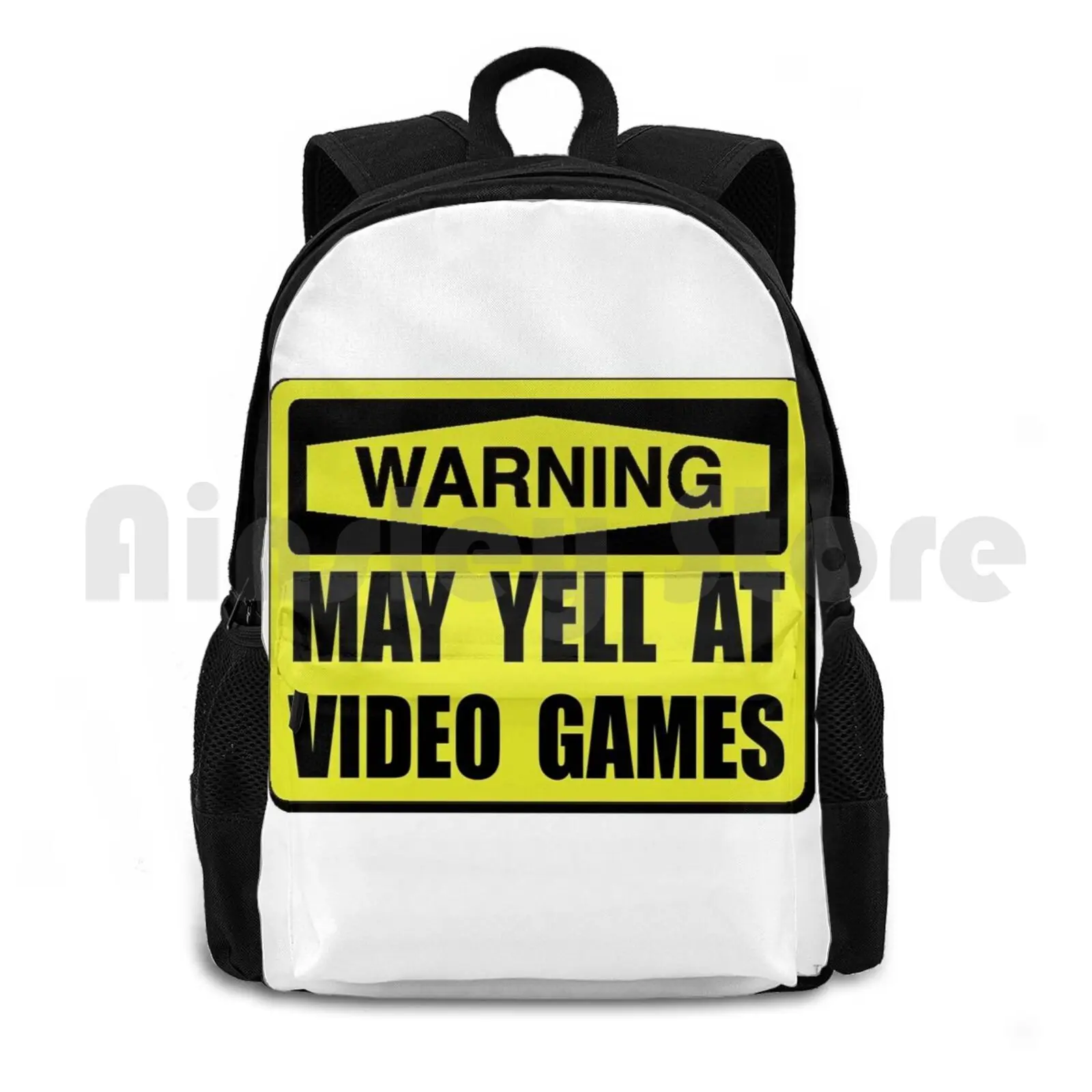 

Warning Yell At Video Games Outdoor Hiking Backpack Riding Climbing Sports Bag Warning Funny Humorous Video Game Gamer Yell Fan