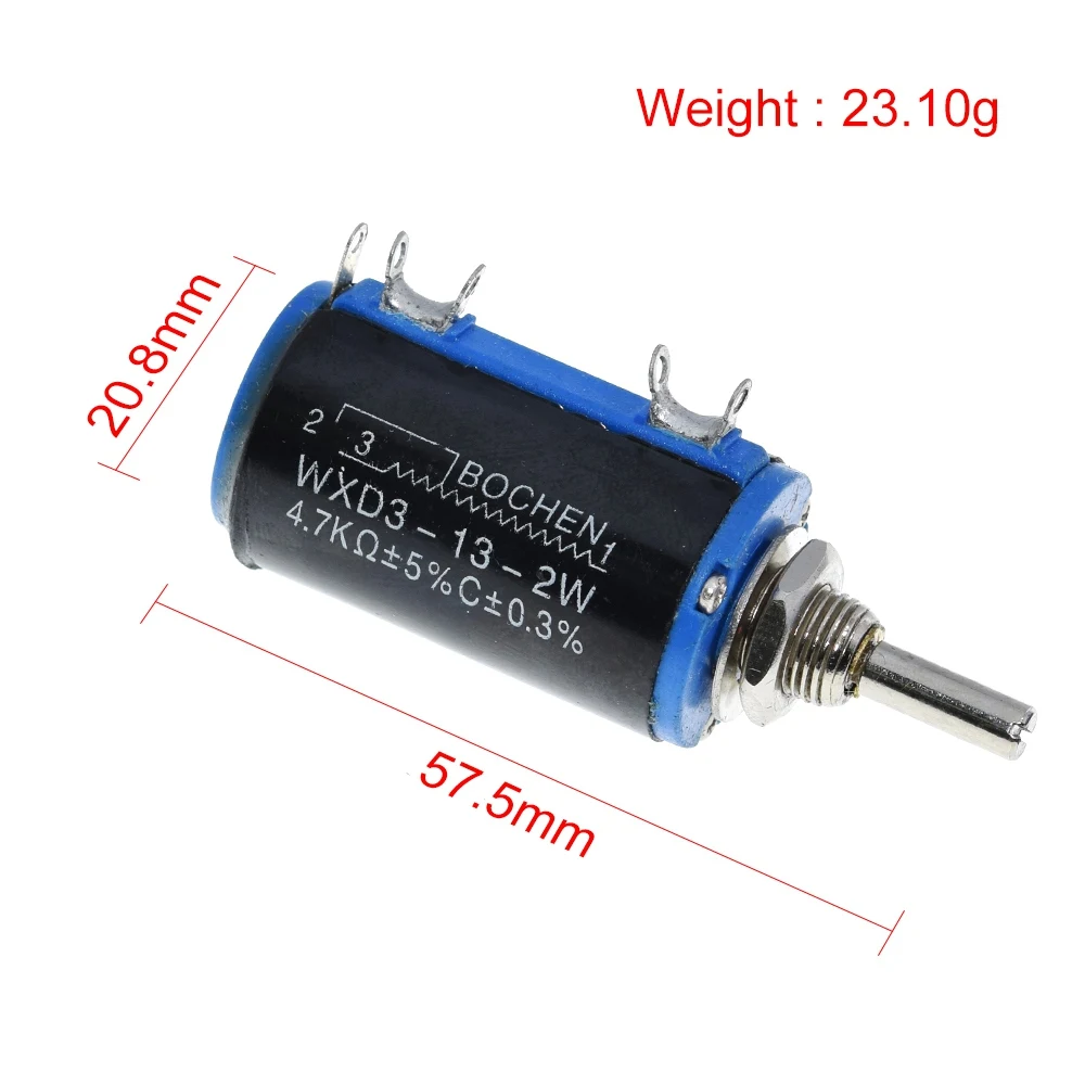 TZT 1/3PCS WXD3-13-2W 100 200 220 470 680 R Ohm 1K 2,2K 3,3K 4,7K 5,6K 6,8K 10K 22K 33K 47K 100K Ohm Drahtpotentiometer – Detail 4