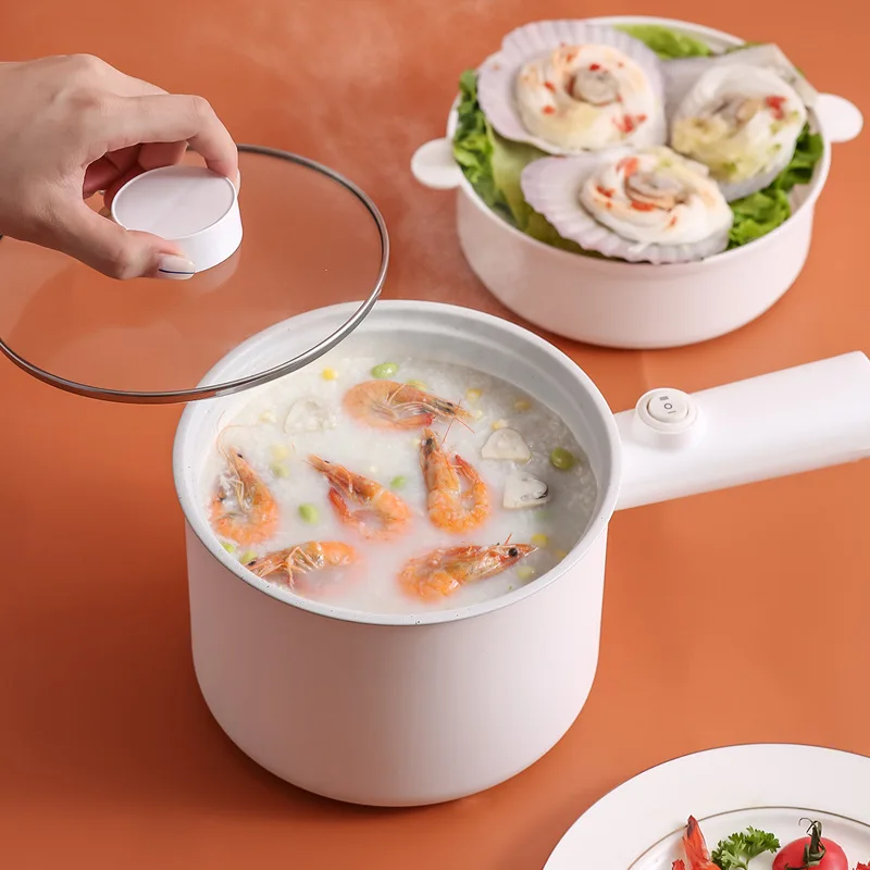 หม้อหุงข้าวอเนกประสงค์220V กระทะร้อนพร้อมหูจับเครื่องหม้ออาหารไฟฟ้าหม้อร้อนเส้นก๋วยเตี๋ยวหม้อหม้อหุงข้าวขนาดจิ๋ว