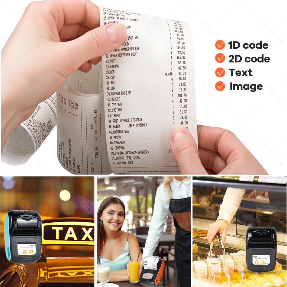 Mini 58mm Impresora Termica Wireless Pocket Bill BT Printer Portable Thermal Receipt Printer Mobile Phone Android Papel Termicas