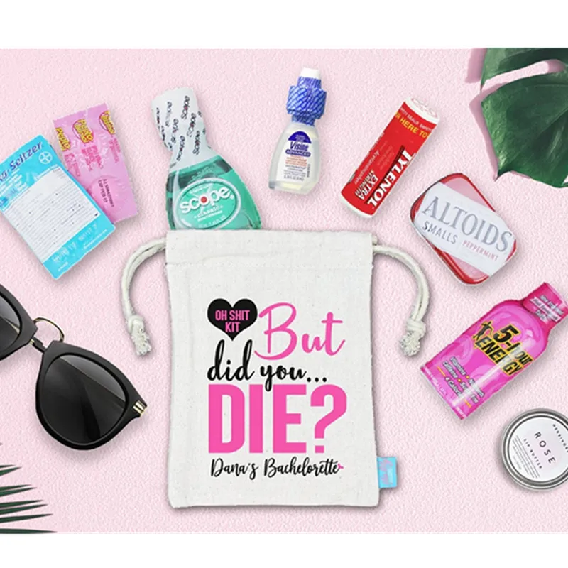 

50pcs Custom But Did You Die Oh Shits Kit Bachelorette Party Favor Bag Hangovers Kit Bags Wedding Favor Gift Bags Jewelry Bags