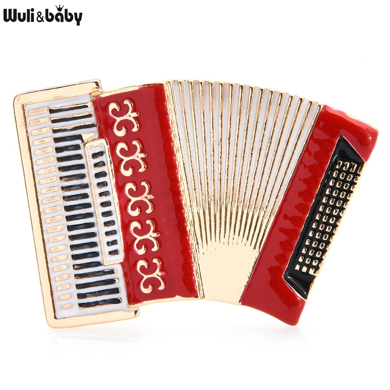 Wuli&baby Enamel Accordion Music Brooch Pins Women And Men Student Jewelry Accessory Gift