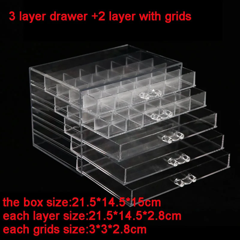 120/72 Grids Nail Art Decoration Accessories Clear/Black Combination Storage Box Rhinestones Crystal Manicure Tool Jewelry Box