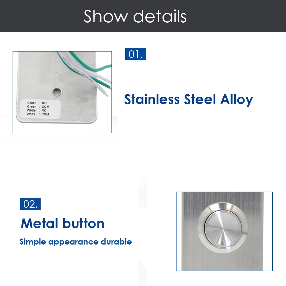 86*86Mm IP65 Waterdichte Schakelaar Deur Exit Release Push Schakelaar Rvs Legering Exit