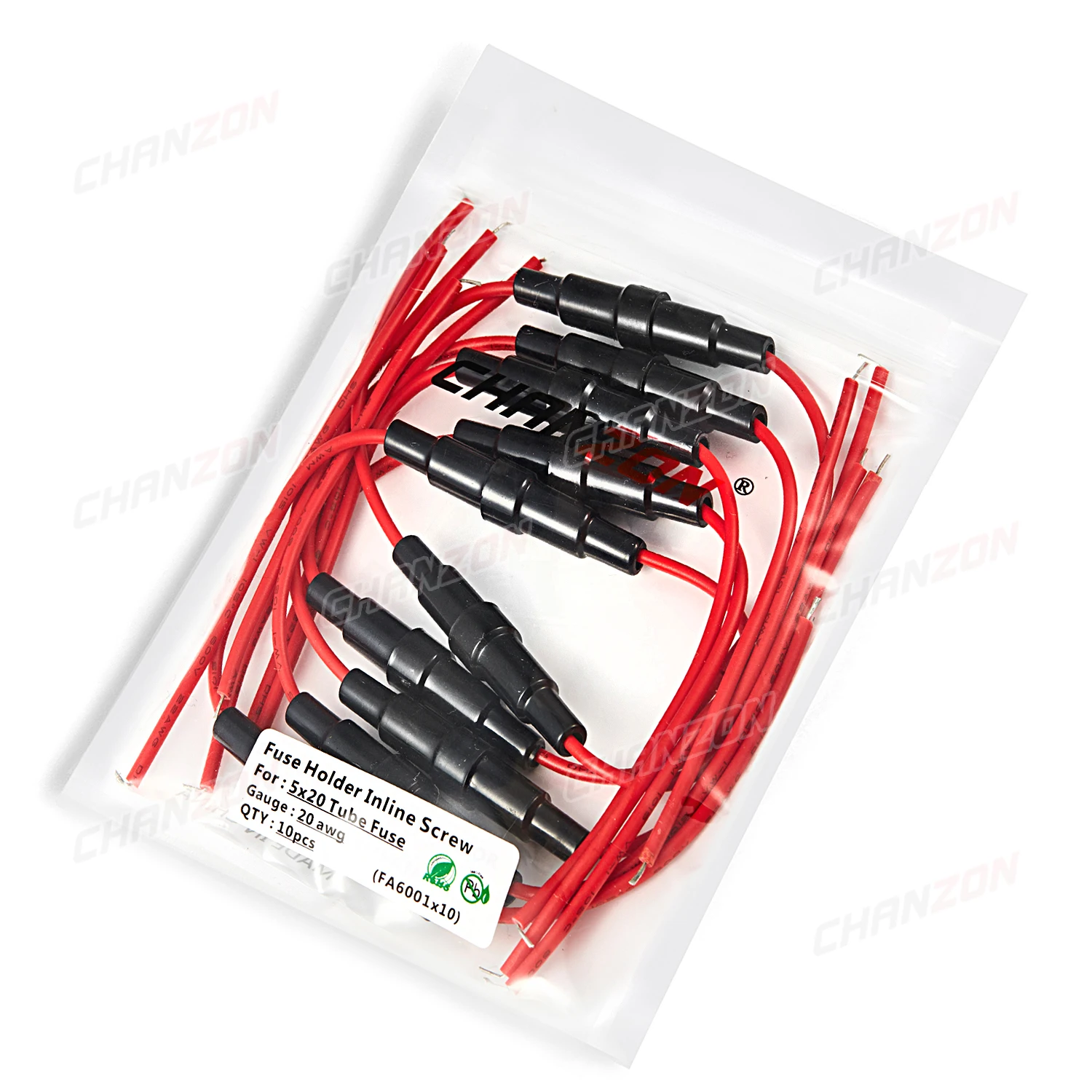 10 Uds 5x20 cajas de fusibles de vidrio en línea soporte tipos de tornillos caja de tubo soporte de sujeción de soplado 250V 125V 12V 5x20mm 22 AWG línea de cable