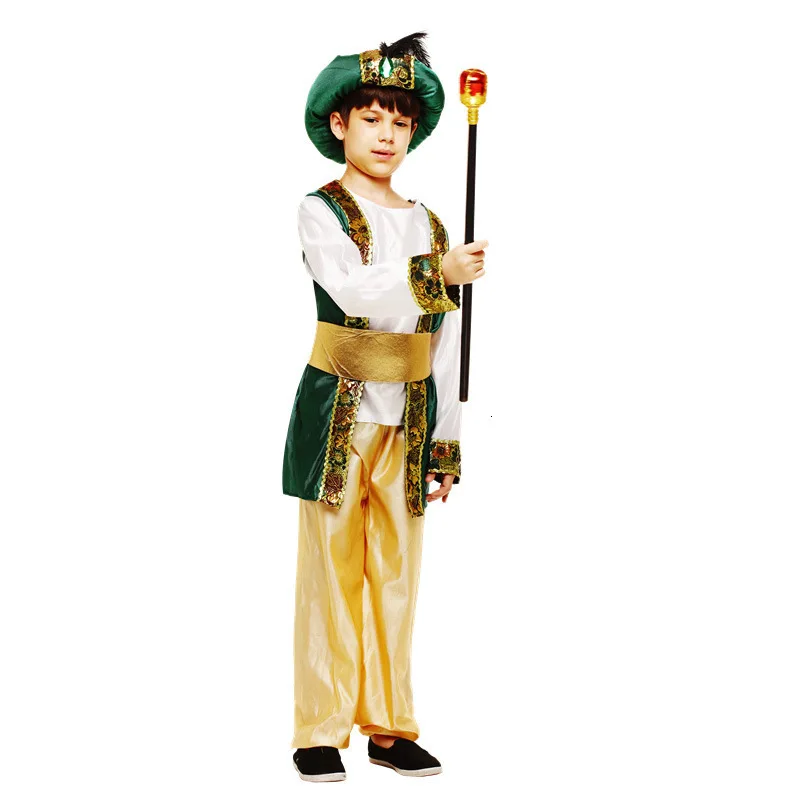 Kinder der Arabischen prinzen, Halloween kinder kleidung Arabischen könig Jungen Kostüm Cosplay Phantasie Kleid Mit Hut Anzug overall