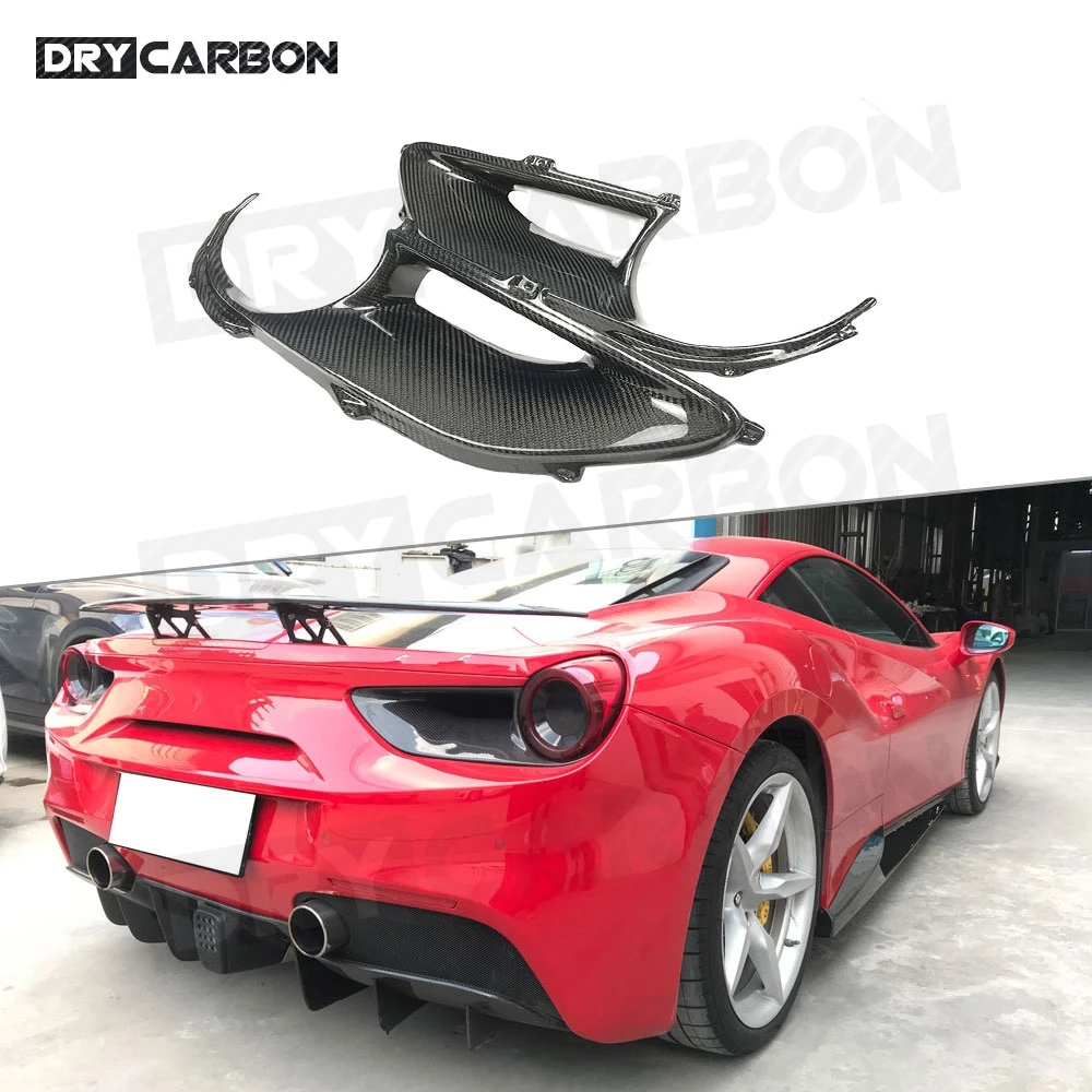 

Dry Carbon Fiber Rear Tail Light Air Vent Trim Frame Covers For Ferrari 488 GTB 2015 2016 2017 2018 Car Accessories 2Pcs / Set