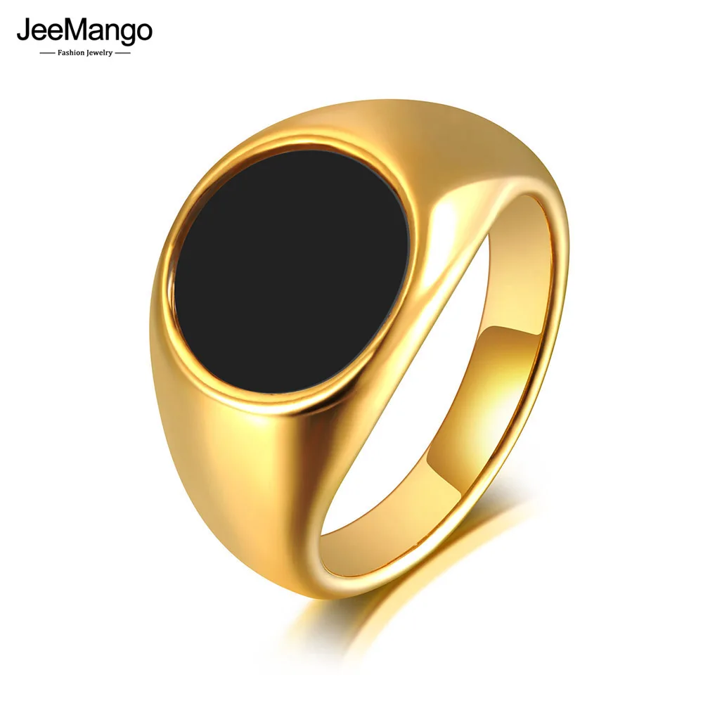JeeMango Trendy Titanium Stainless Steel Fine Brand White Shell Rings Bridal Wedding Engagement Ring Jewelry For Women JR20069
