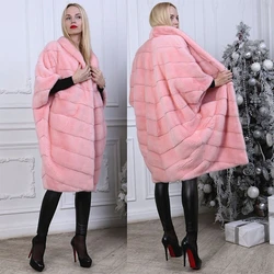 TOPFUR Real Fur Coat Women Winter Coat Women Plus Size Pink Coat With Lapel Collar Genuine Leather Jacket Mink Fur Coat Outwear