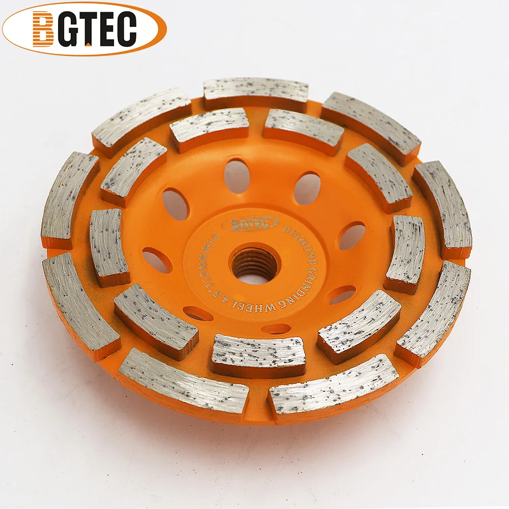 BGTEC 2pcs 4.5 인치 다이아몬드 더블 행 그라인딩 컵 휠 콘크리트, 벽돌, 화강암 대리석에 대 한 115mm 연 삭 디스크