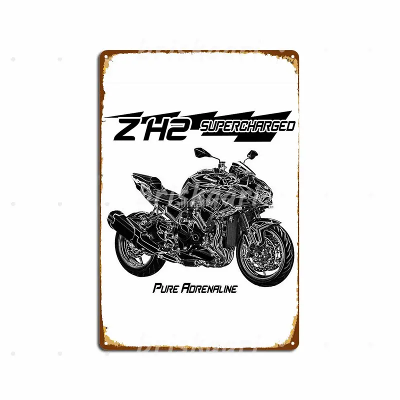 Z H2 Supercharged Custom Design Metal Signs Club Party Wall Design Wall Decor Metal Posters