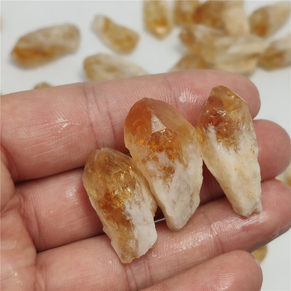50g Natural Brazilian Citrine Stone Yellow Quartz Crystal Rough Points Bulk Gemstone Healing Mineral Specimen Home Decoration