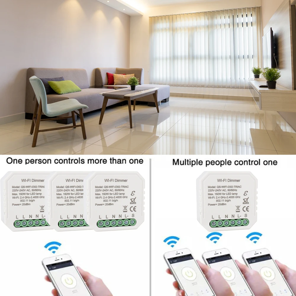Smart Home Wifi Dimmer Switch Module 220V Mini Timer Switch Tuya Smart Life APP Remote Control Work with Alexa Google Home