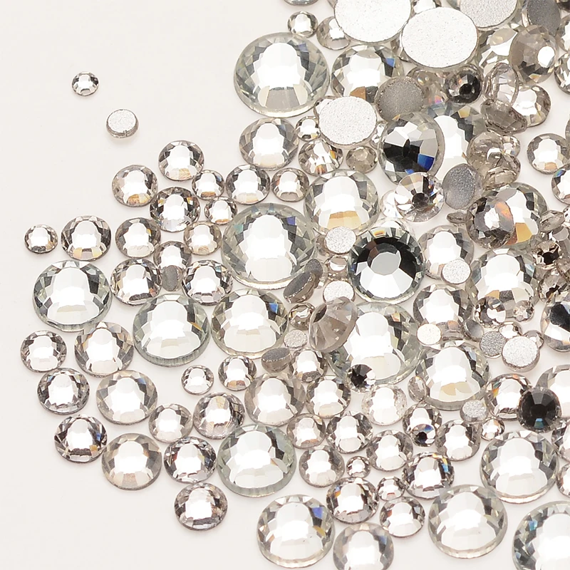ขนาดผสมคริสตัลแบนกลับ Rhinestones SS3 ~ SS20สำหรับเล็บศิลปะและหัตถกรรมตกแต่งเล็บ
