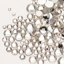 Mix Size Clear Crystal Flat Back Rhinestones SS3~SS20 For Nail Arts and Crafts Nail Art Decorations