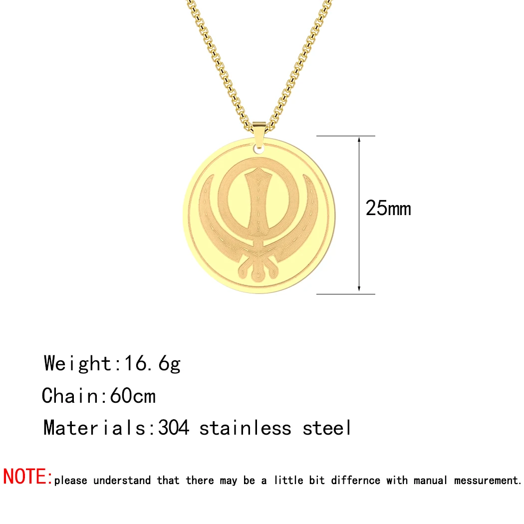 2021November Sikhism Symbol Necklaces Charm Jewelry Stainless Steel Sikh Khanda Pendant Necklace Pendant For Women/Men Choker