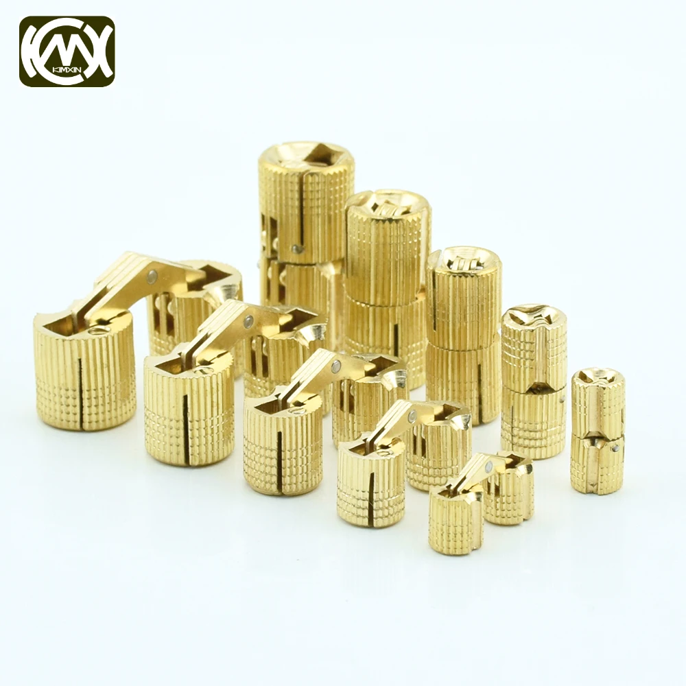 

500Pcs D10*22.5mm KIMXIN Brass Copper Barrel Hidden Hinges Gift Woodenbox Box Door Furniture Hardware Circular Cabinet Hinge