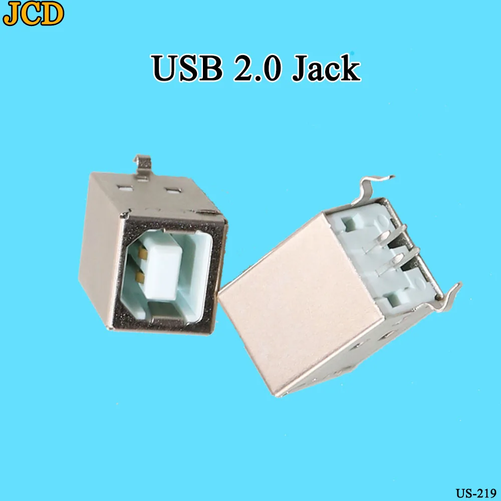Jcd conector usb 2.0 para impressora, conector de 90 graus para solda, interface pcb branco/preto