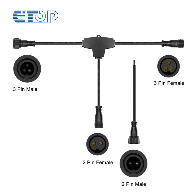 10 pairs/lot 3 core T type(3-2-3) BLACK Waterproof Splitter(the middle is 2core),Raywu/Paulzhang/Xconnect Connector