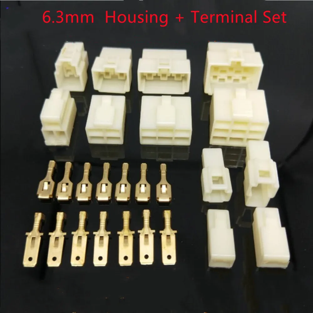 30Set/1LOT 6.3mm Car Connector Male + Female Housing + Terminal Set Wire to Wire 1/2/3/4/6P