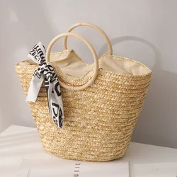 NEW Women Handbag Summer Beach Tote Bag Handmade Rattan Woven Handbag Vintage Straw Knitted Messenger Big large Bag Natural