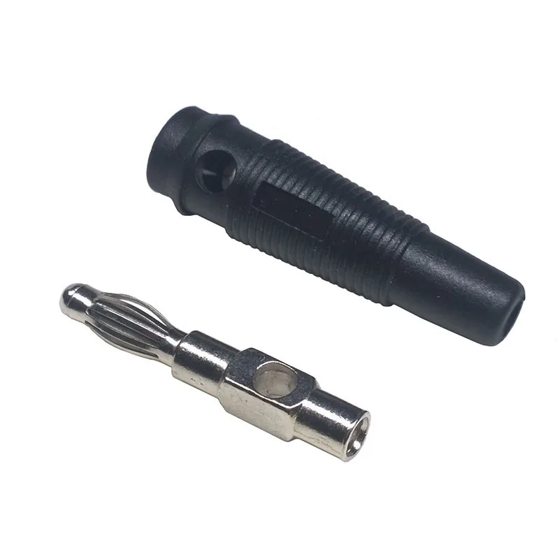 10Pcs 4Mm Lijm Gold Plating Plug Lantaarn Zachte Connectors Zwart Rode Plastic Behuizing Stereo Dual Channel Hoofdtelefoon Connector