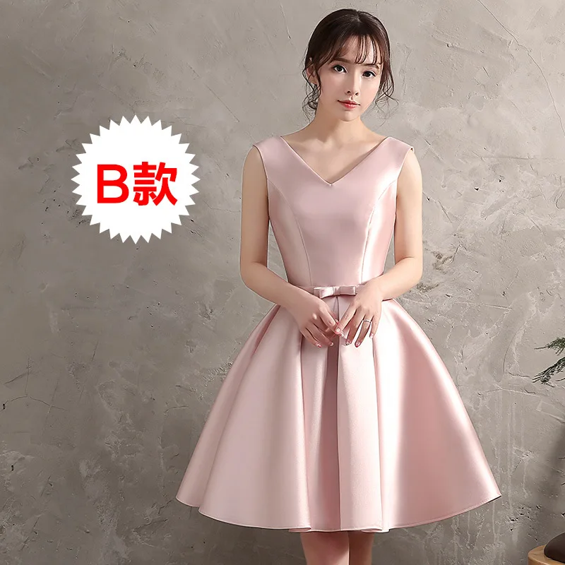 WYHS-65 # kurze Brautjungfer Kleid rosa Champagner hellblau Hochzeits feier Abschluss Abschluss kleid Mädchen Großhandel kostenlos Gustomize