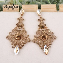 Veyofun High Quality Crystal Rhinestone Drop Earrings Vintage Hollow Party Dangle Earrings Jewelry for Woman Gift New Wholesale