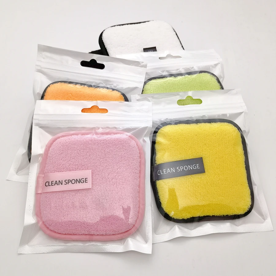 Reusable Makeup Remover Pads Wipes Square Shape Microfiber Make Up Removal Sponge Cotton Cleaning Pads Tool