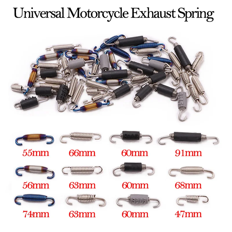 2PCS Universal Motorcycle Exhaust Spring Hooks Stainless Steel Exhaust Front Middle Link Pipe Rotatable Metal Springs Kit Set