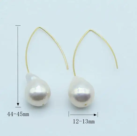 

Terisa Pearl Earrings Natural White Fashionble Freshwater Pearls Large Gold Color Hook Earrings Non-Allergic Women's Earrings