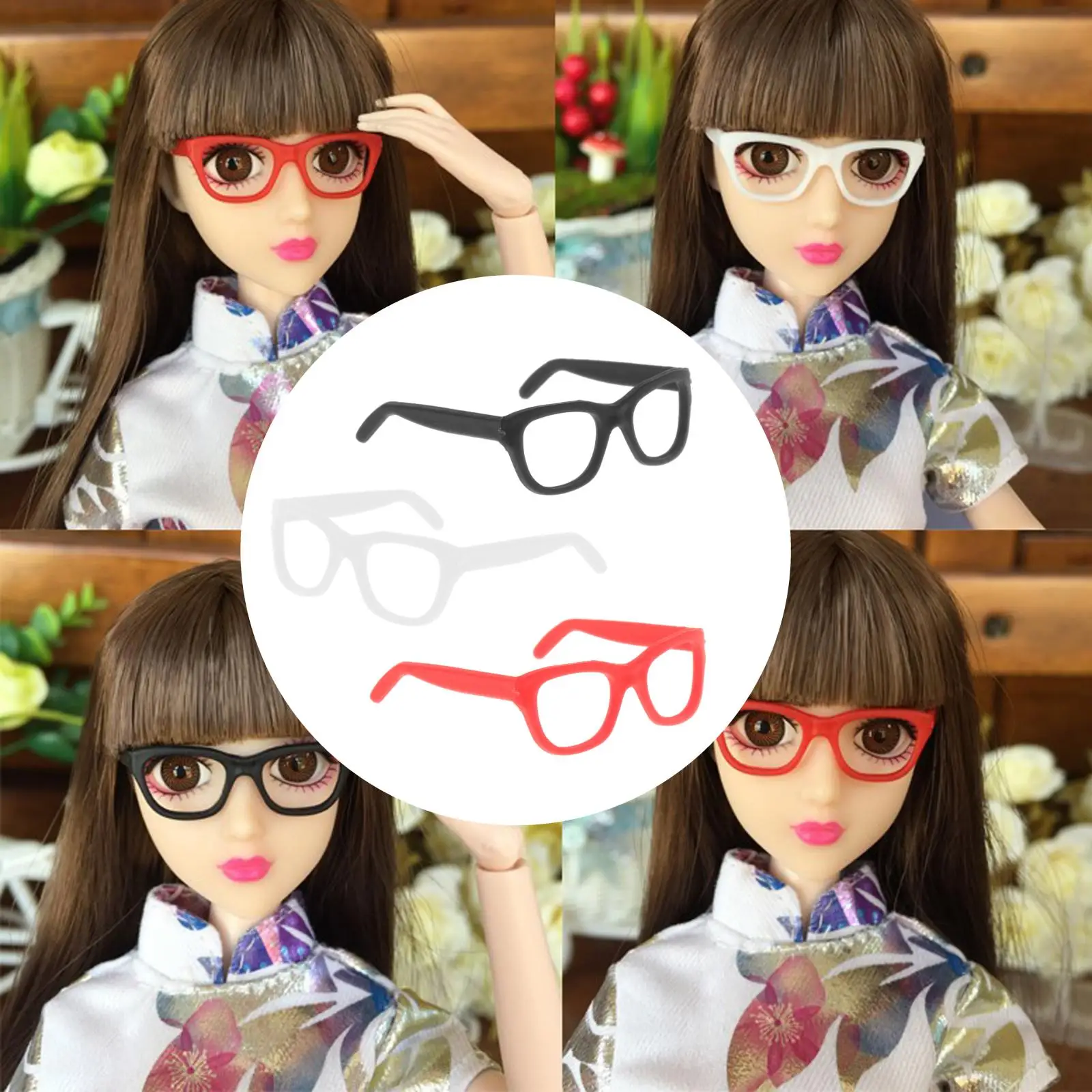 1/6 Miniature Doll Eyeglasses Lensless Kids Toys Fashion Photo Props Cute ABS Plastic Glasses Doll Accessories